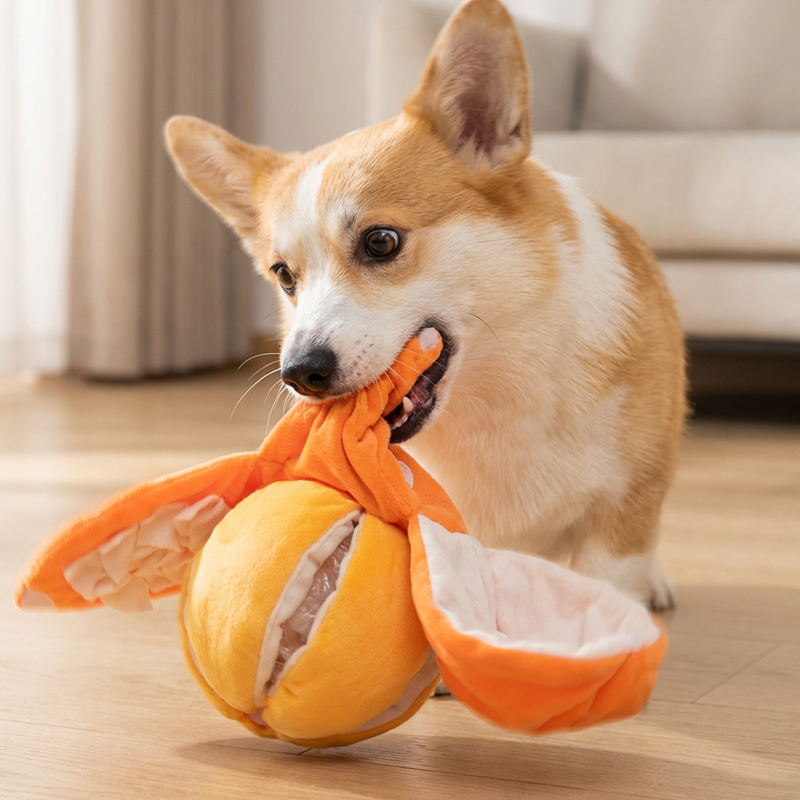 Foldable Snuffle Puzzle – Plush Dog Toy with Treat Storage