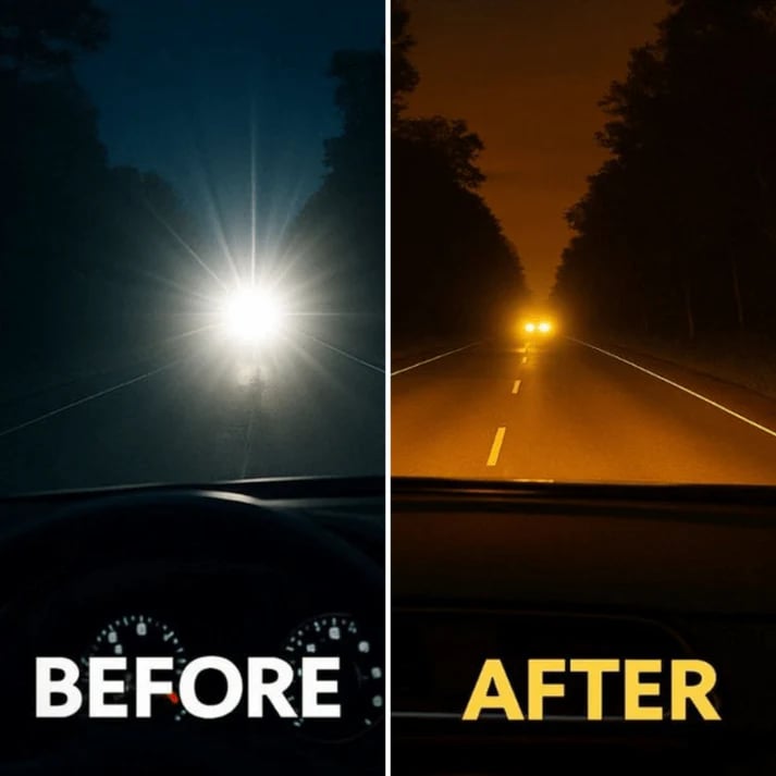 Glare-Reducing Night Vision Glasses with Polarized Yellow Lenses