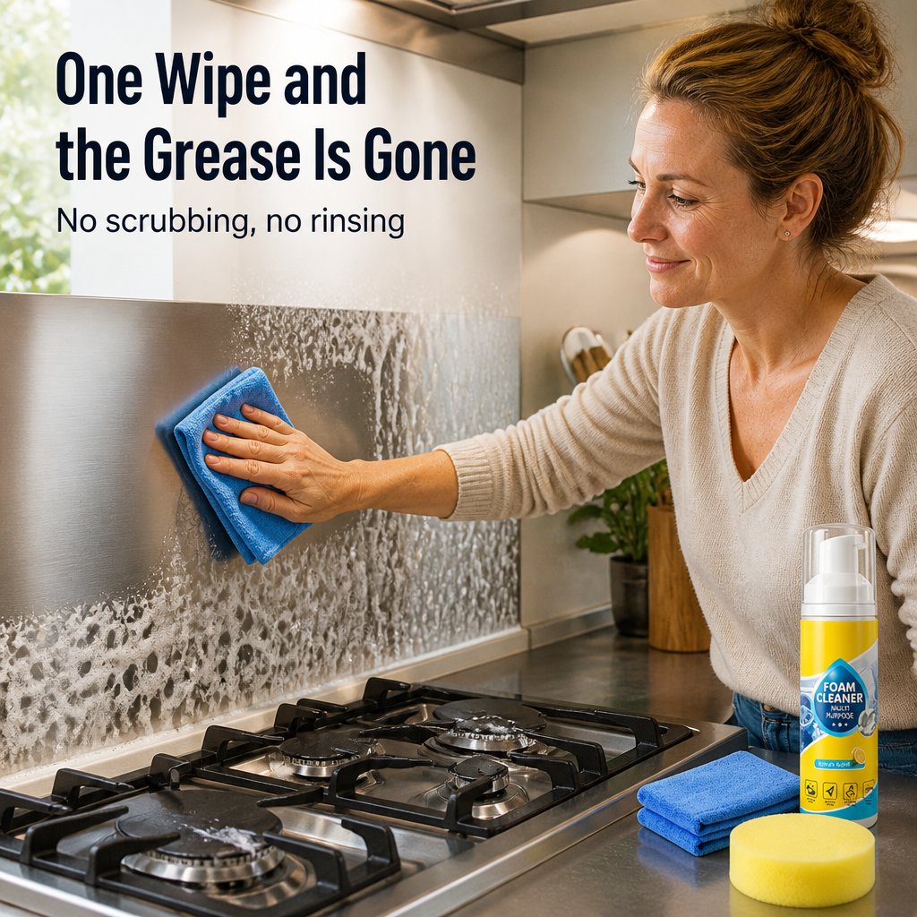 FoamLift™ — Spray, Pause 30 Seconds & Wipe Grease Away from Any Surface