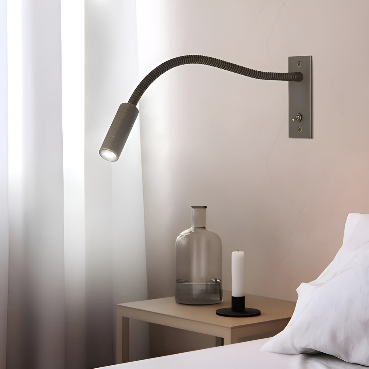 Adjustable Gooseneck Wall Light – Bed and Sofa Reading Lamp