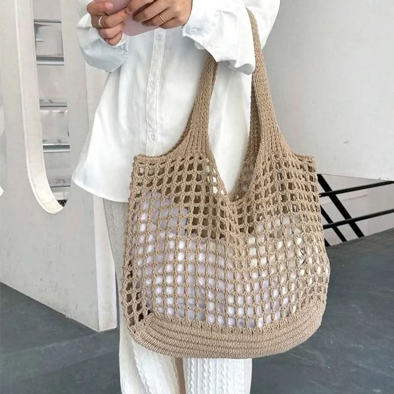 Crochet Beach Tote Bag with Woven Design