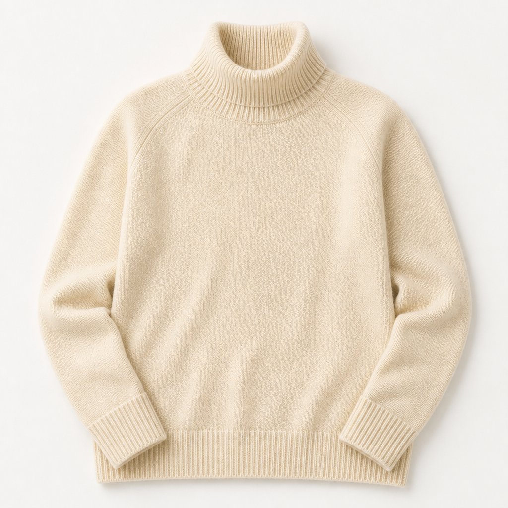 ArcticSilk™ – Comfortable Relaxed-Fit Turtleneck Sweater Featuring Ribbed Edges