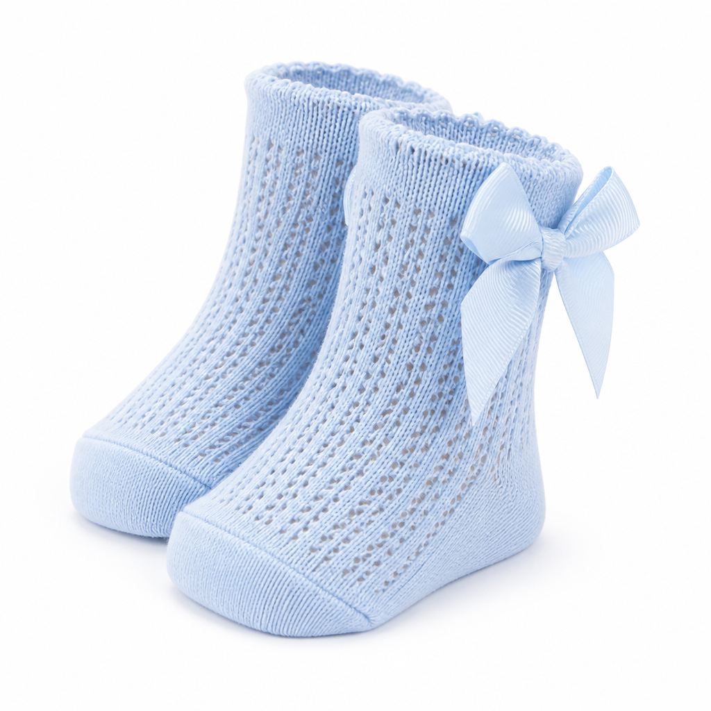 Soft Breathable Cotton Baby Socks With Large Bow