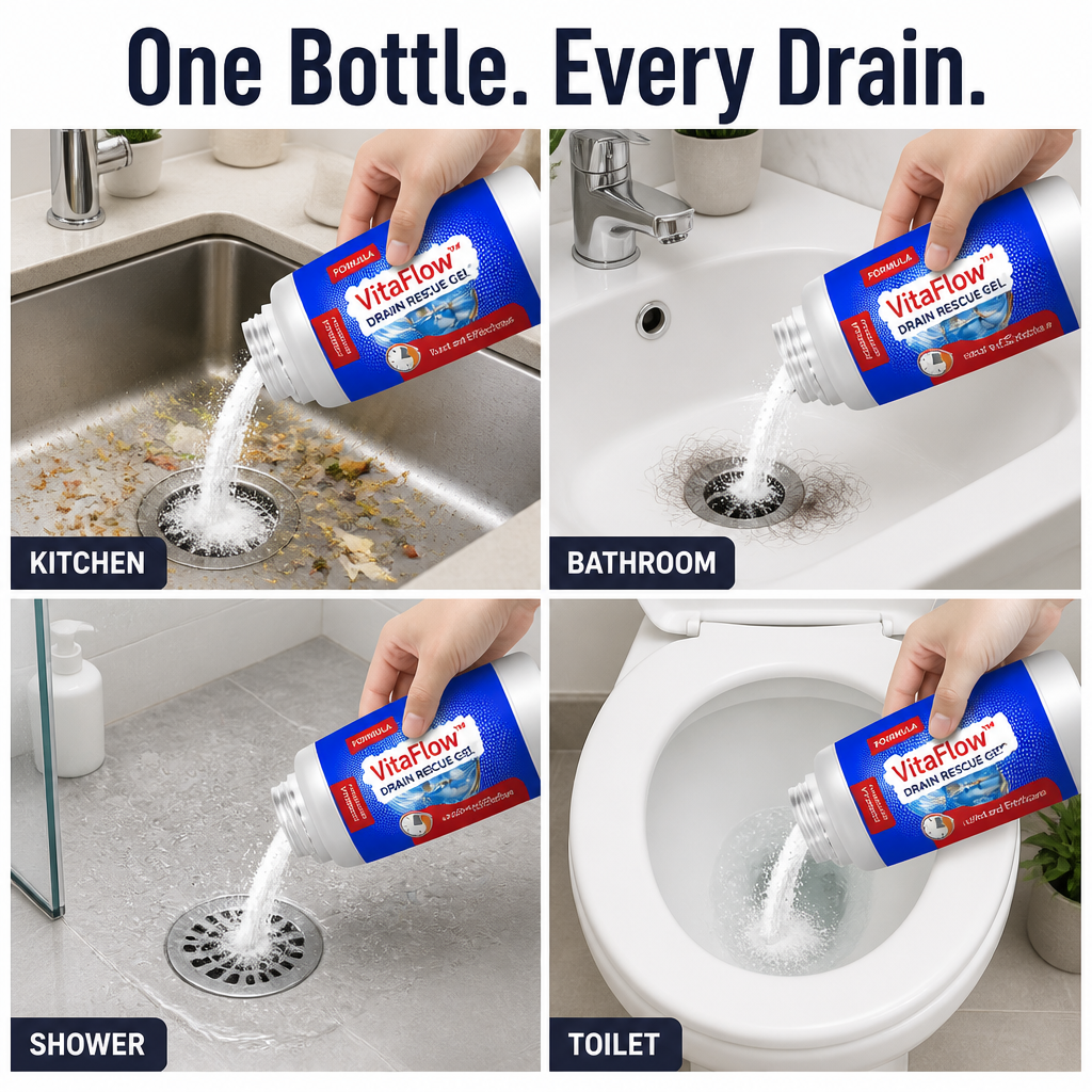 VitaFlow™ Drain Rescue — Dissolve Tough Blockages Fast Without Damaging Your Pipes