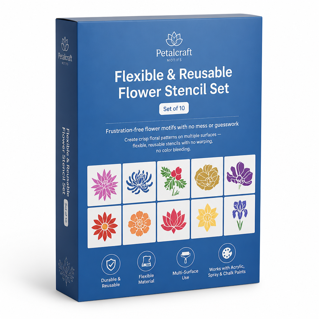 Flexible & Reusable Flower Stencil Set (Set of 10)