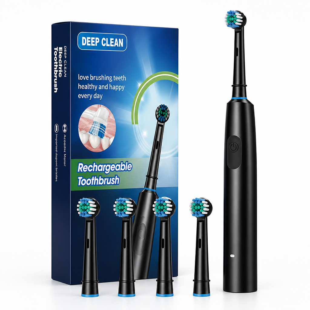 Detachable Sonic USB Rechargeable Electric Toothbrush (Includes 4 Brush Heads)