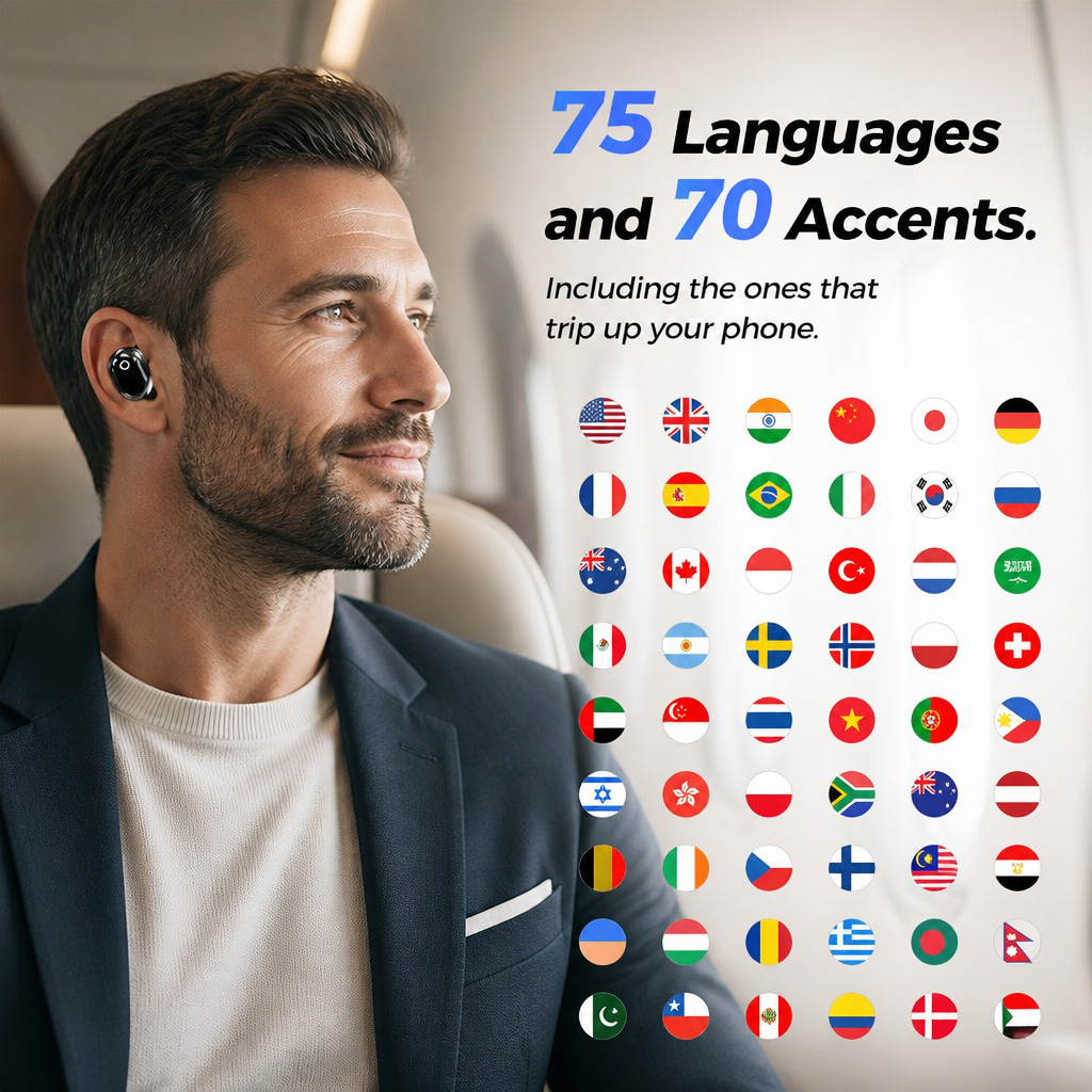 Linguara™ — Interpret 75 Languages Hands-Free, No Phone Needed