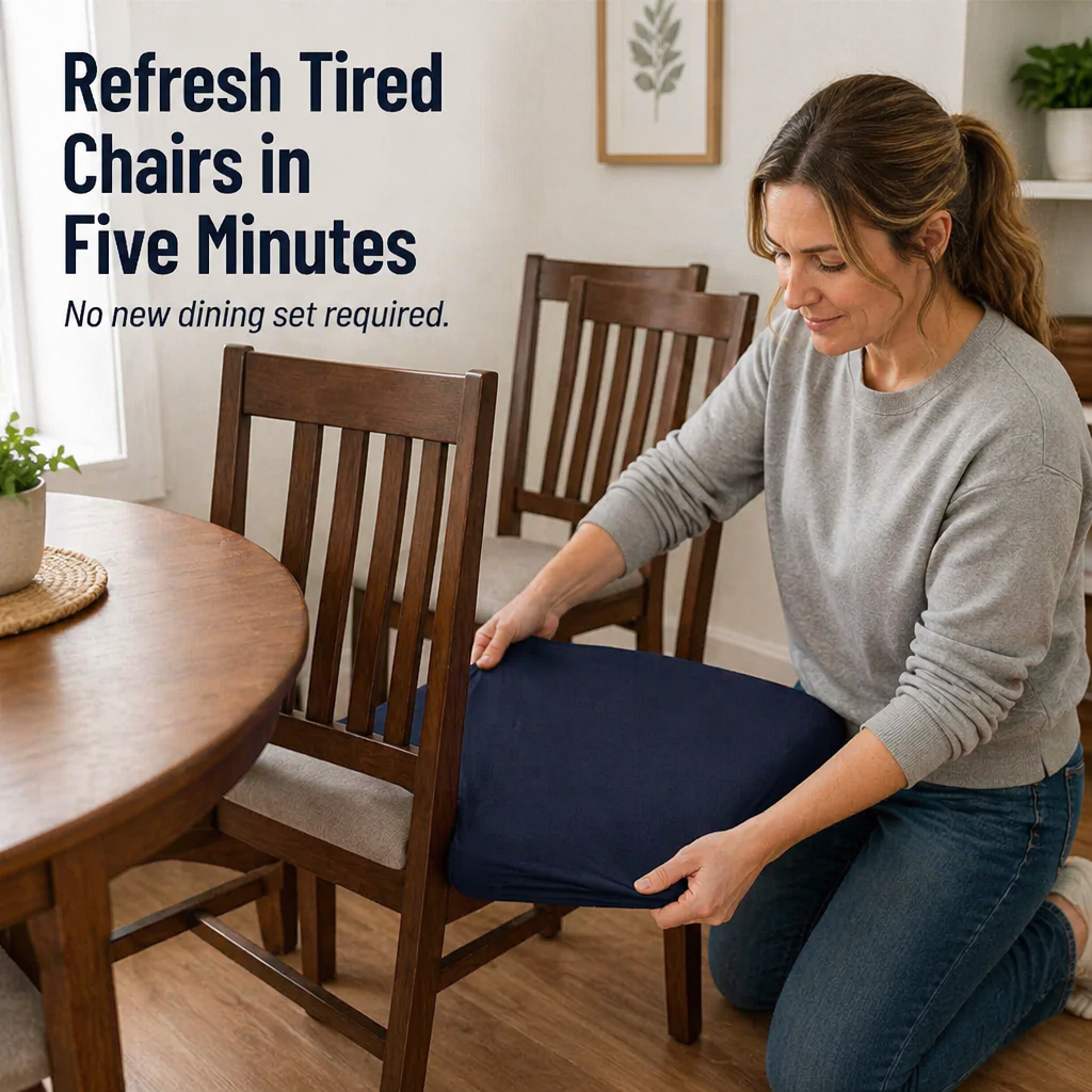 Velaria™ Dining Chair Seat Covers — Conceal Stains and Revive Worn Chairs in Minutes