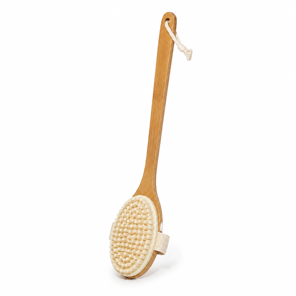 Natural Boar Bristles & Long Wooden Handle Back Scrub Brush