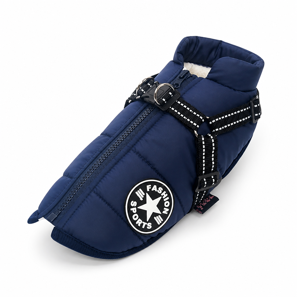 Waterproof Windproof Fleece-Lined Dog Coat (Integrated Harness)