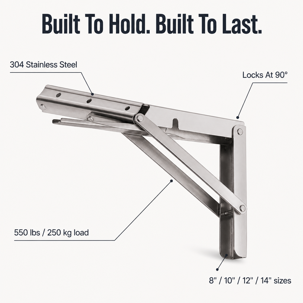 FlexiMount™ — Install Drop-Down Shelves Supporting 550 lbs That Fold Flat in Seconds