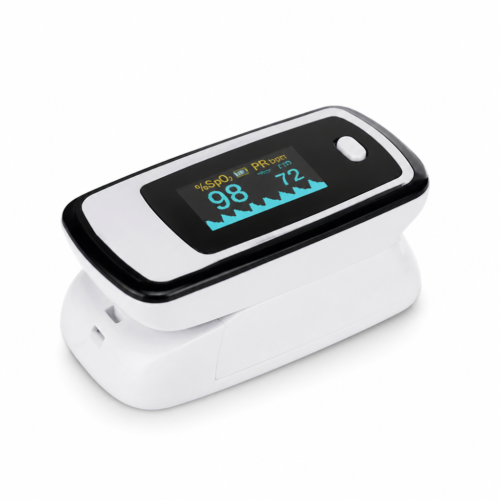 Compact One-Button Digital OLED Finger Pulse Oximeter