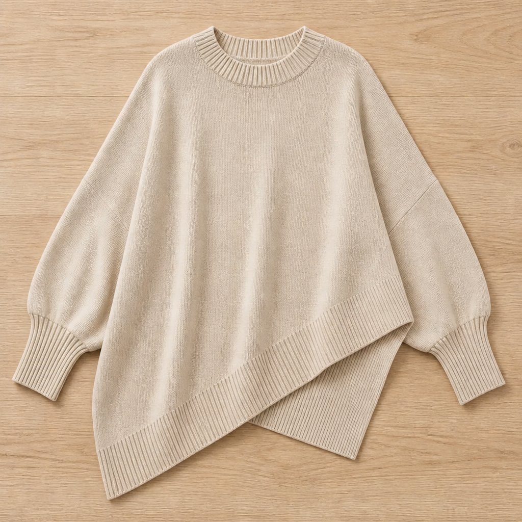 SerenoWave™ – Easygoing Asymmetric Poncho Sweater featuring Batwing Sleeves