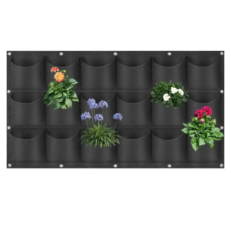 Wall-Mounted Vertical Plant Bag with 18 Pockets Made of Felt