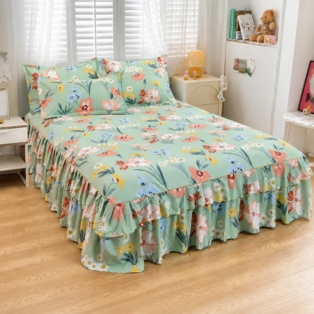 Three-Piece Ruffled Bedding Set™ — Wrap Your Bedroom in Cozy Elegance and Effortless Charm