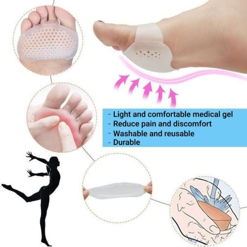 2-Pack Adhesive Metatarsal Gel Cushions with Breathable Holes