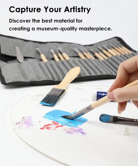 7 Brush Shapes and Palette Knife – 24-Piece Makeup Brush Set with Case