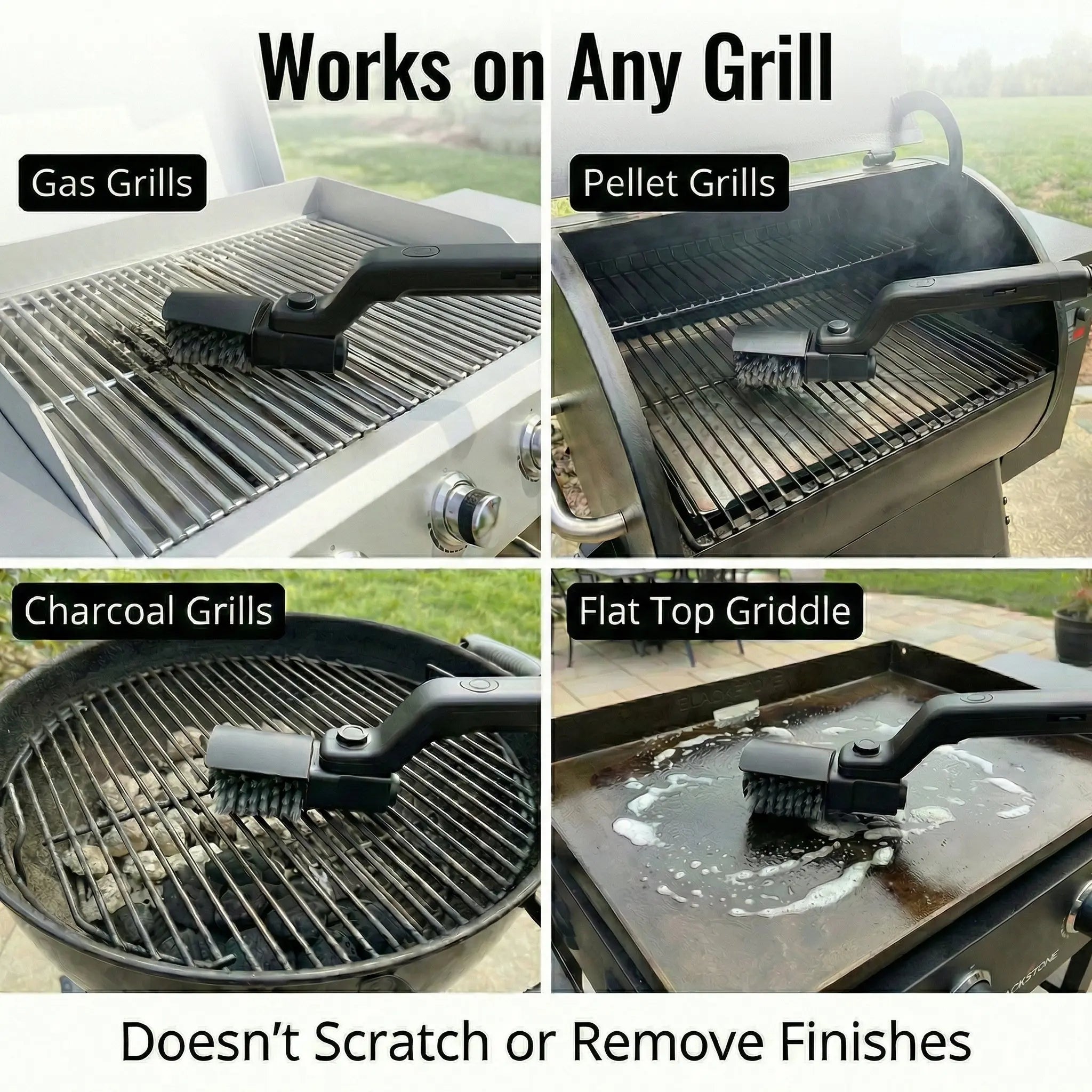 Grill Scrubber with Rotating Head | Fast Grill Cleaning | Safe Bristle Design | GrillPro