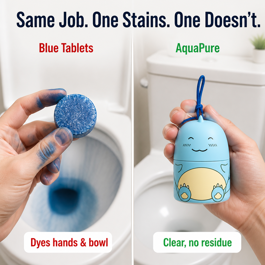 AquaPure™ — Cleans with Every Flush for 60 Days, No Blue Marks, No Scrubbing