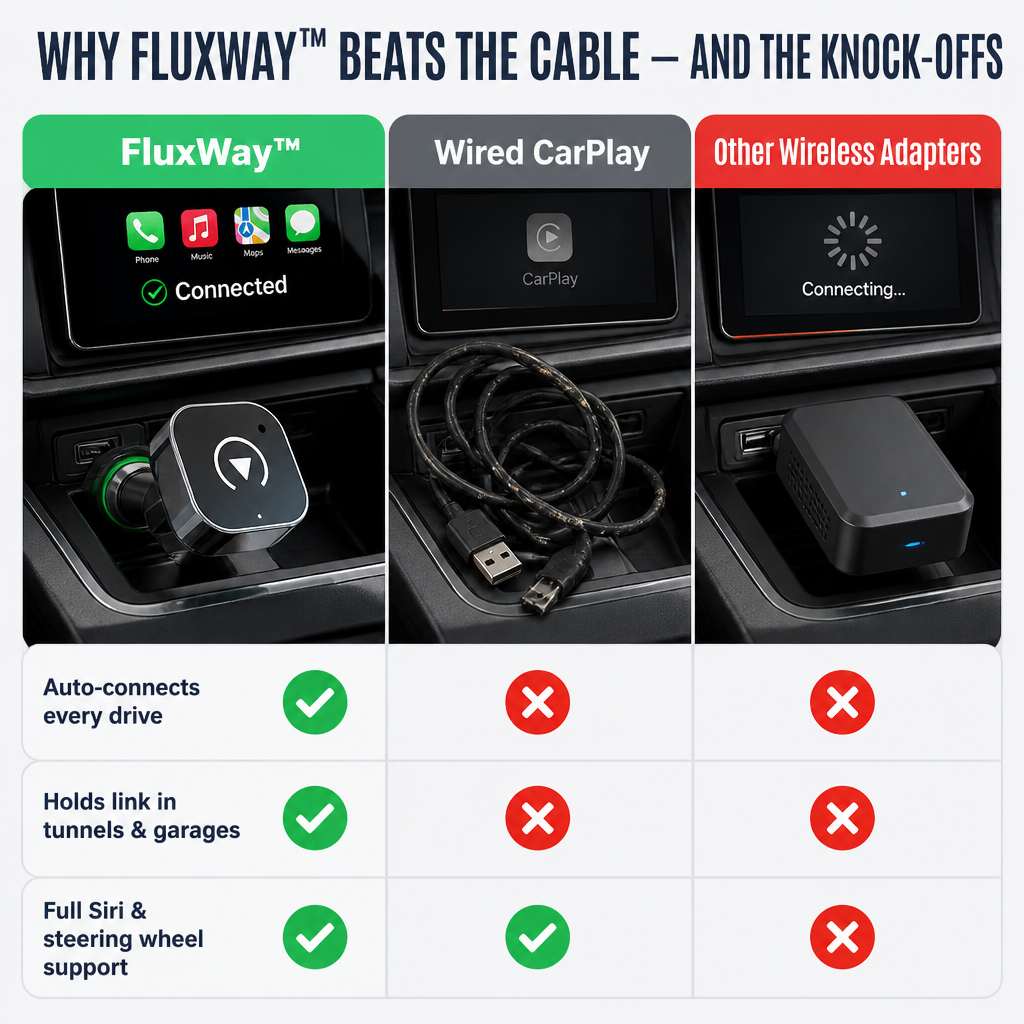 FluxWay™ — Ditch the Cable and Auto-Link Wireless CarPlay & Android Auto