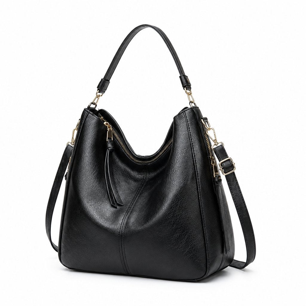 Genuine Leather Gold Hardware Hobo Shoulder Bag