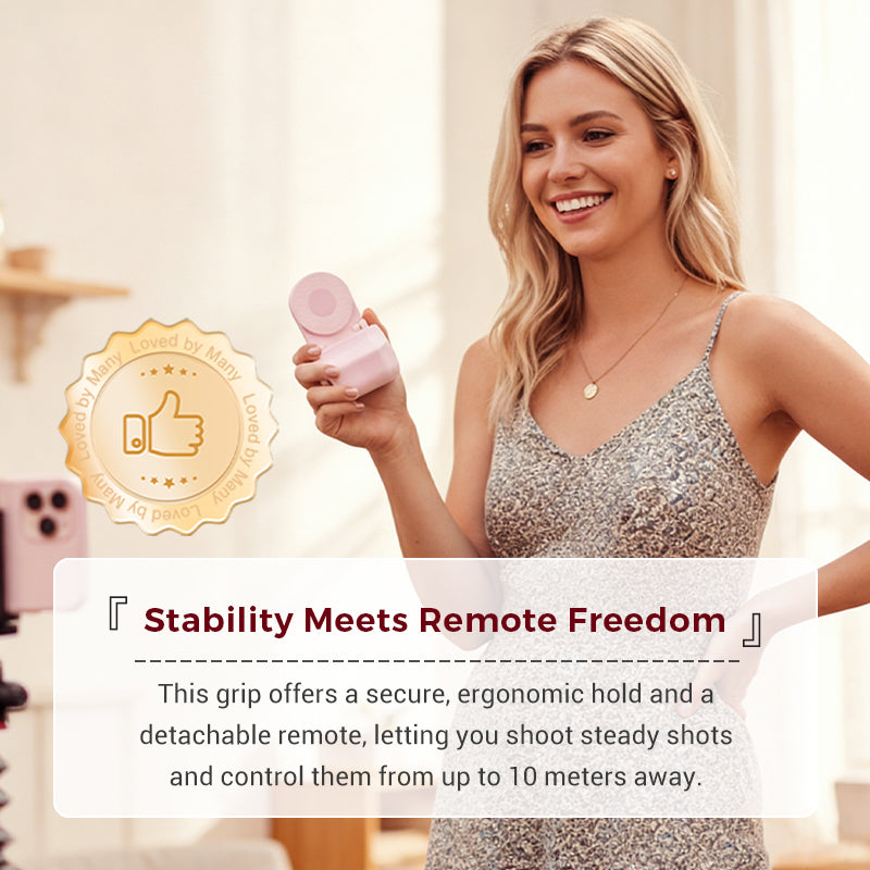 Bluetooth Camera Shutter with Smartphone Grip and 180° Stand Base