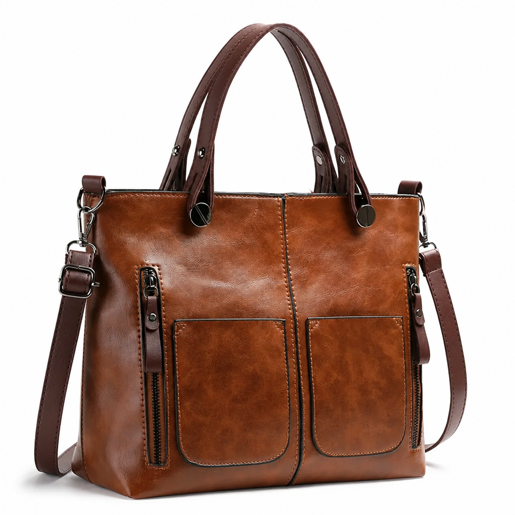 Genuine Leather Minimalist Shoulder Bag (Multiple Compartments)