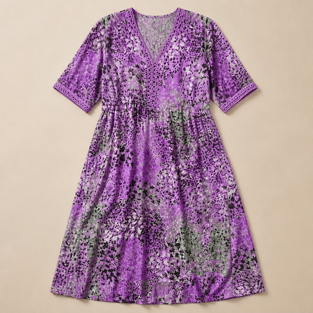 Aesthetic — boho printed midi dress celebrating style, comfort, and a mature vacation vibe.