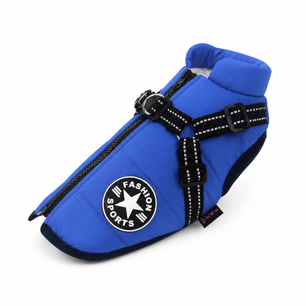 Waterproof Windproof Fleece-Lined Dog Coat (Integrated Harness)