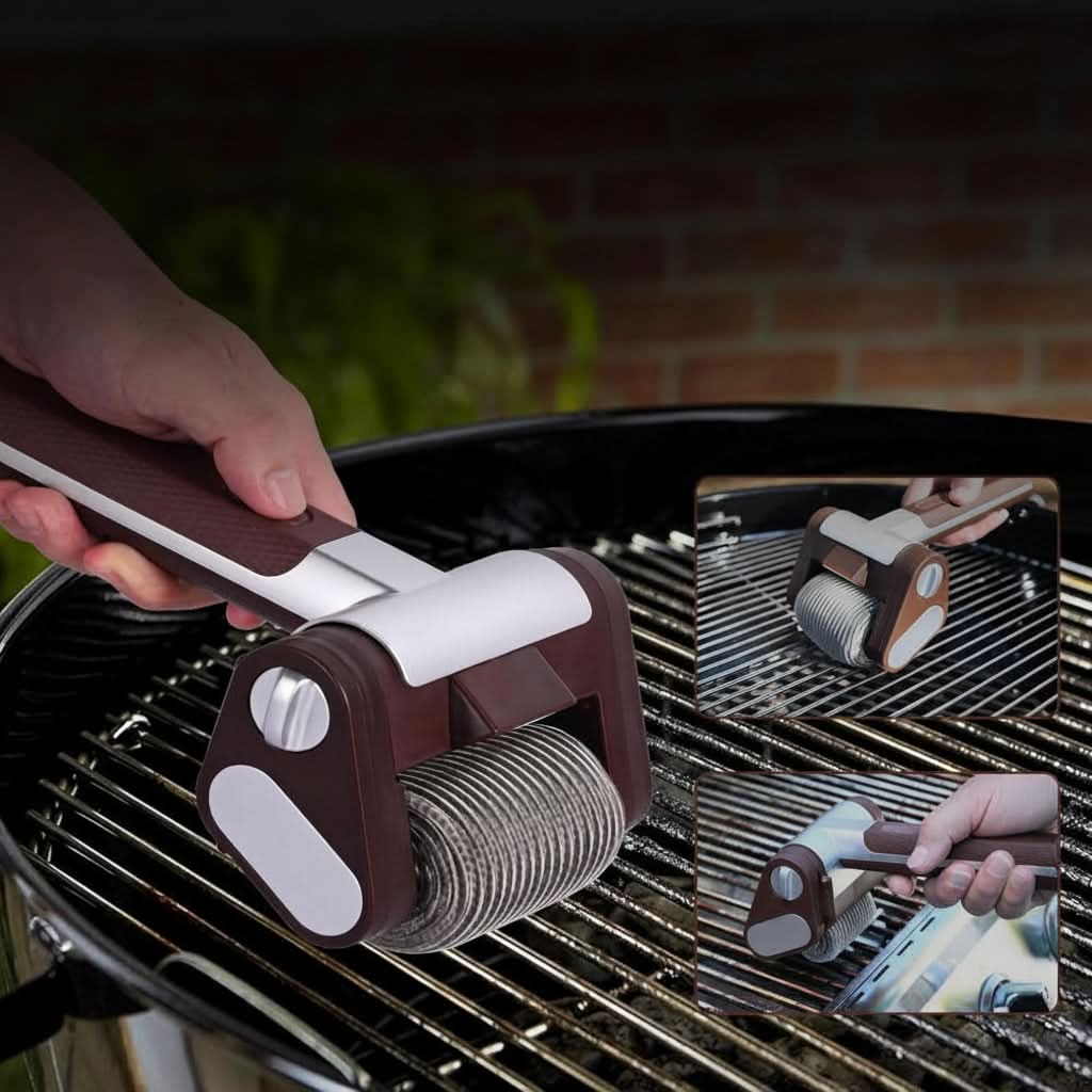 Electric BBQ Cleaning Brush with Stainless Steel Roller