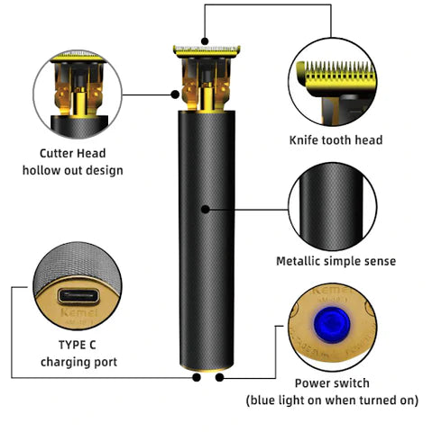 Wireless Hair Trimmer Featuring T-Blade Design