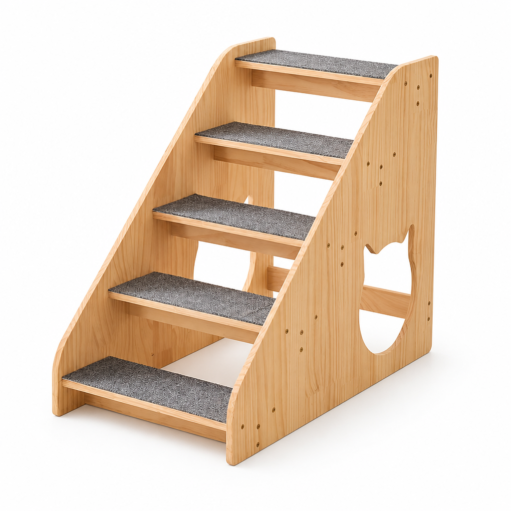Wooden Non-Slip Pet Stairs (5-Step)