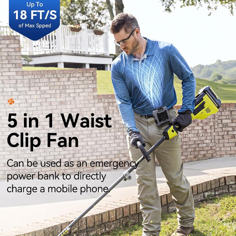 Rechargeable Waist Fan with Clip – Hands-free Design