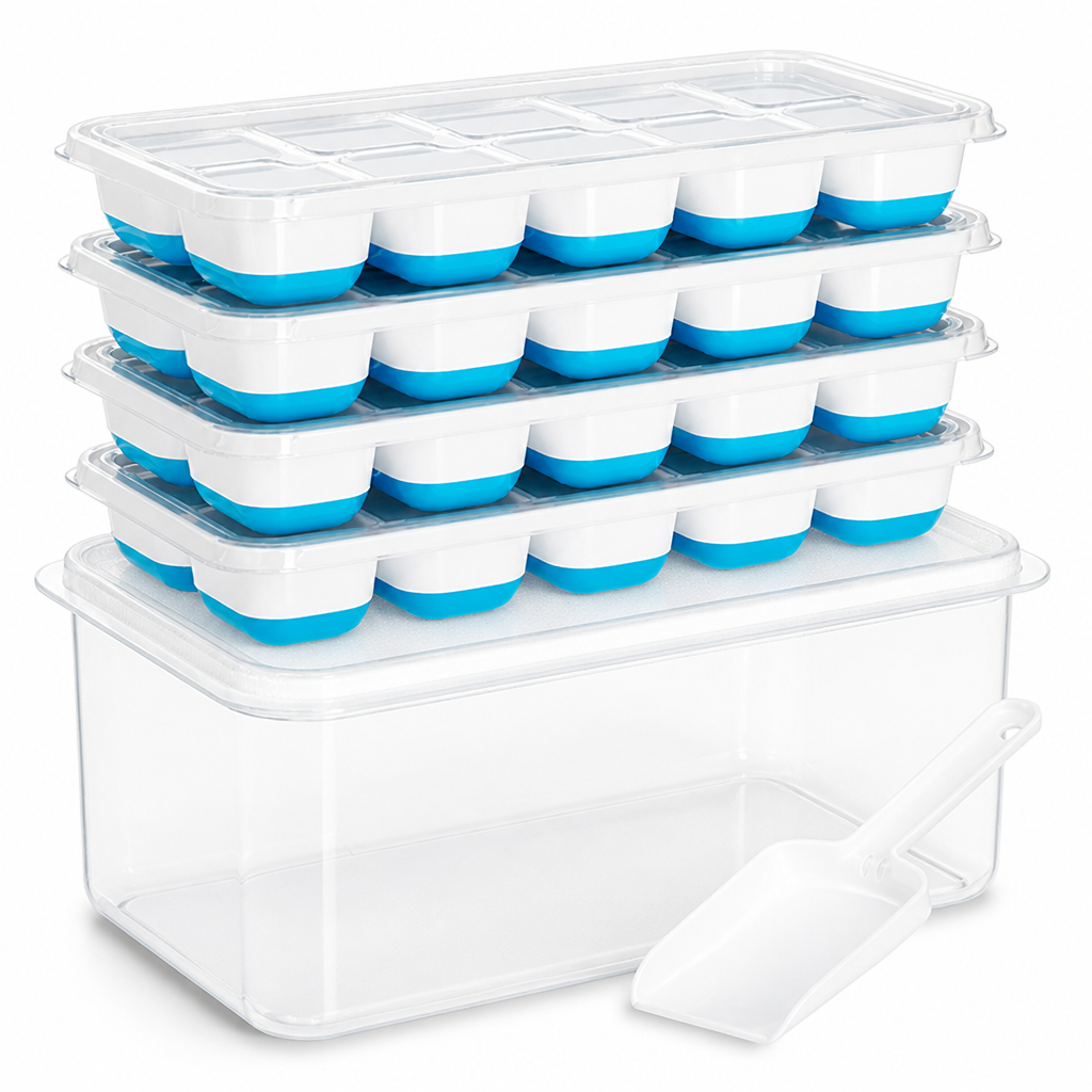 Flexible Silicone Stackable Ice Cube Trays (Set of 4)