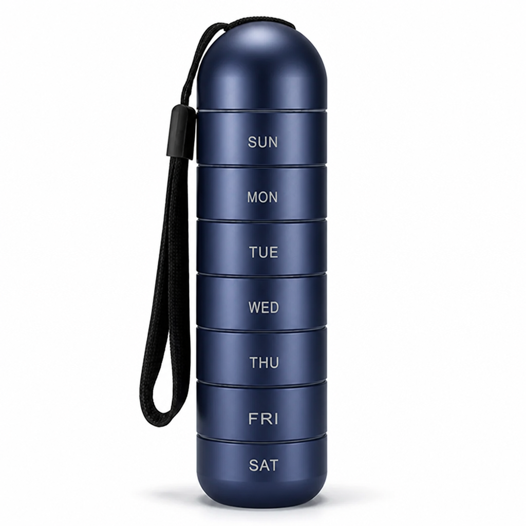 Watertight Aluminum Alloy Weekly Pill Organizer (7-Day)