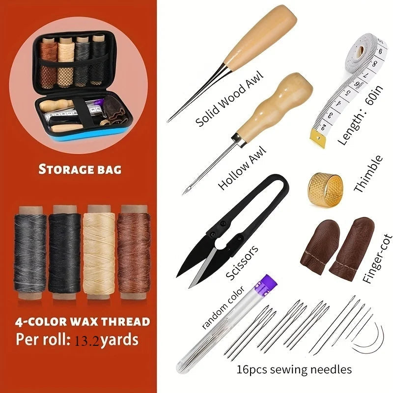 Complete Repair Set – Leather Sewing Kit with Waxed Thread