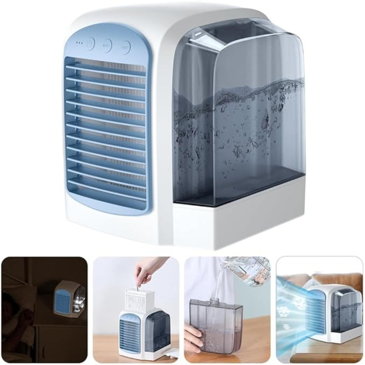 Portable Rechargeable Evaporative Air Cooler – Personal Water Fan with 3 Settings