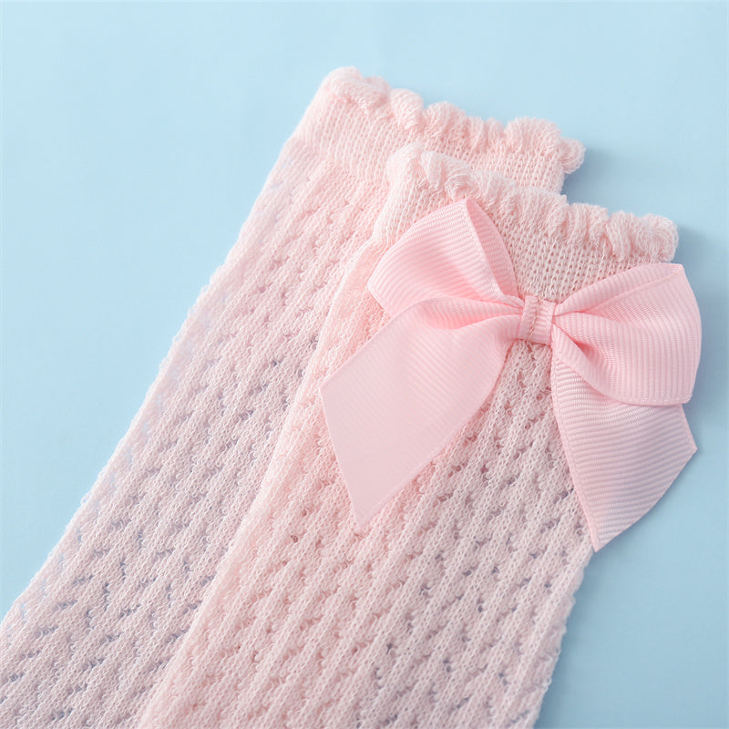 Soft Cotton Baby Socks Featuring a Large Bow