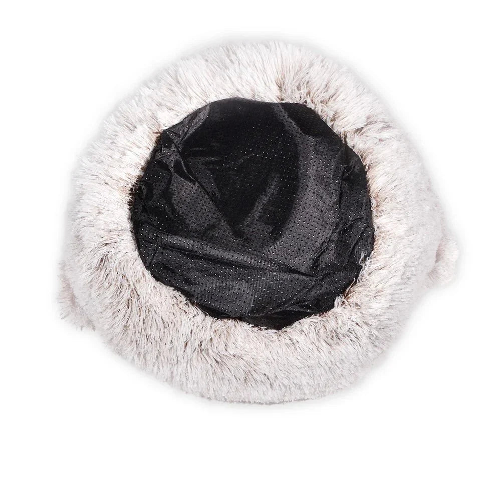 Round Donut Nest Bed for Dogs and Cats - Washable and Anxiety-Relieving