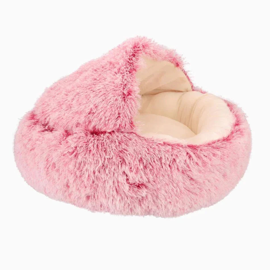 Round Donut Nest Bed for Dogs and Cats - Washable and Anxiety-Relieving