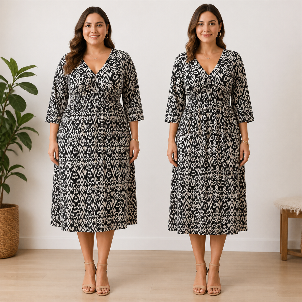 Serenelle™ Floral V-Neck Dress — Embrace Your Curves with Effortless, All-Day Confidence