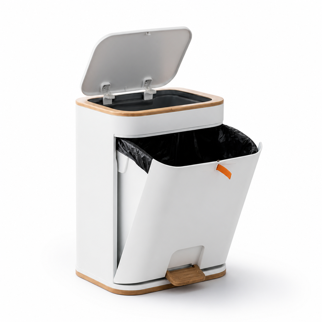 Odor-Control Compact Bathroom Trash Can