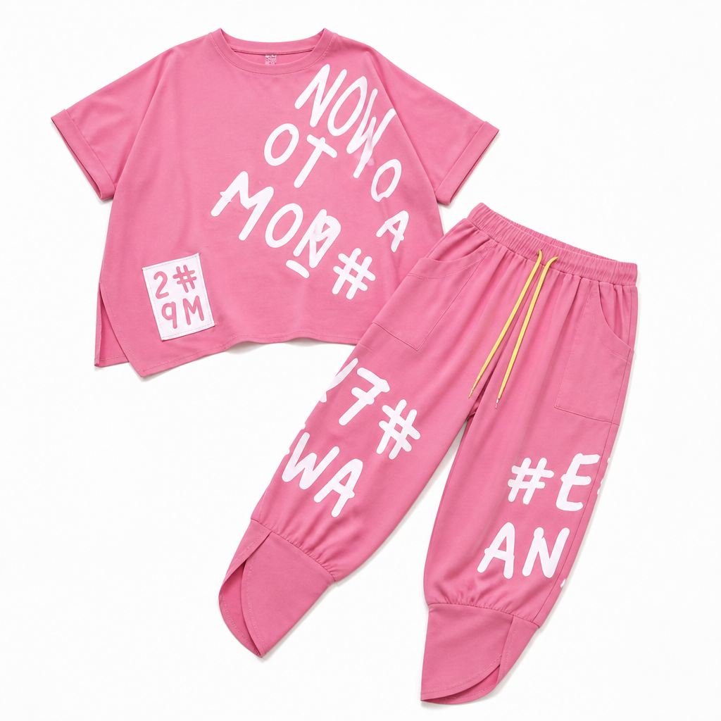Brixa™ – Graffiti Print Lounge Set in Oversized Two-Piece Style