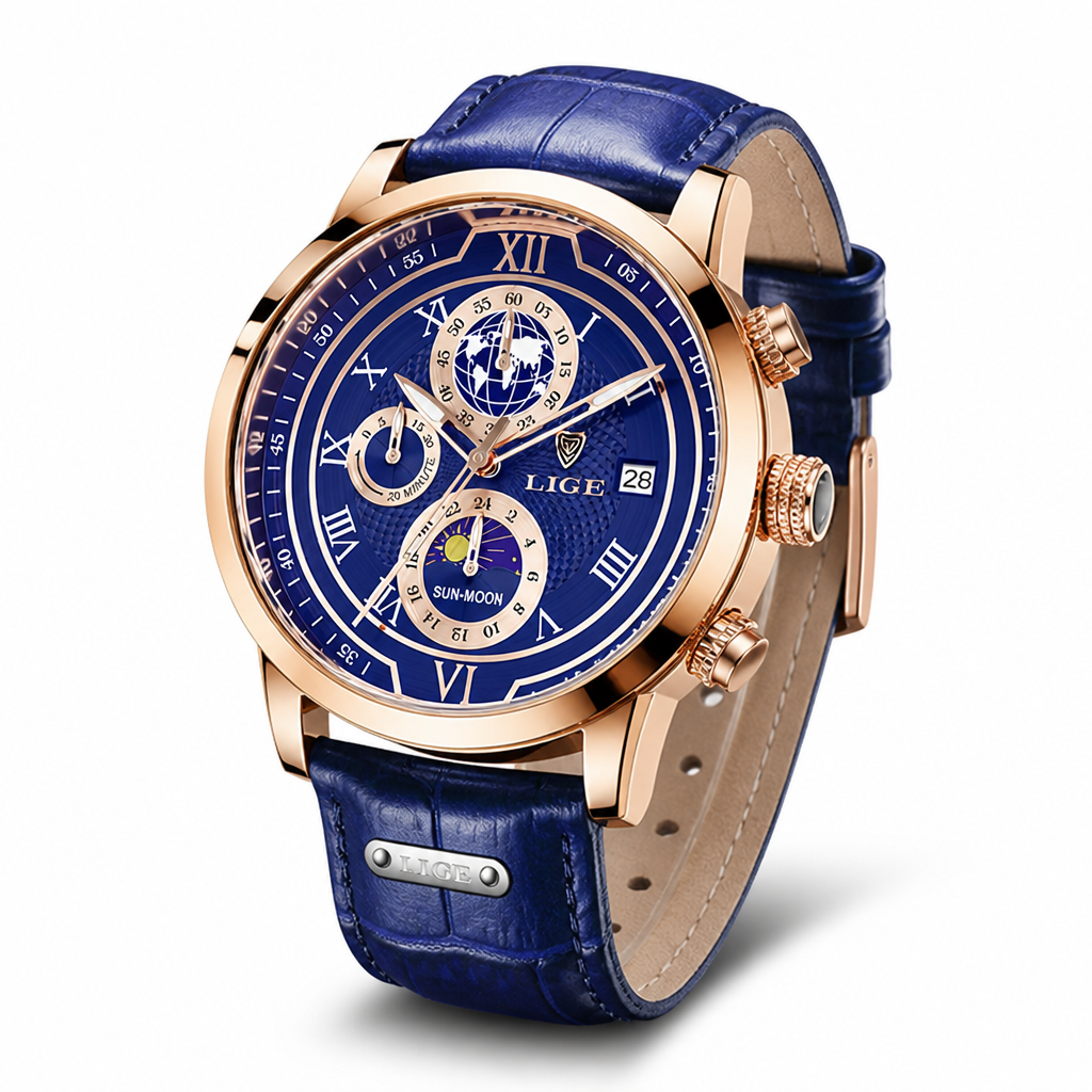 Polished Classic Chronograph Men's Watch (Adjustable Strap)