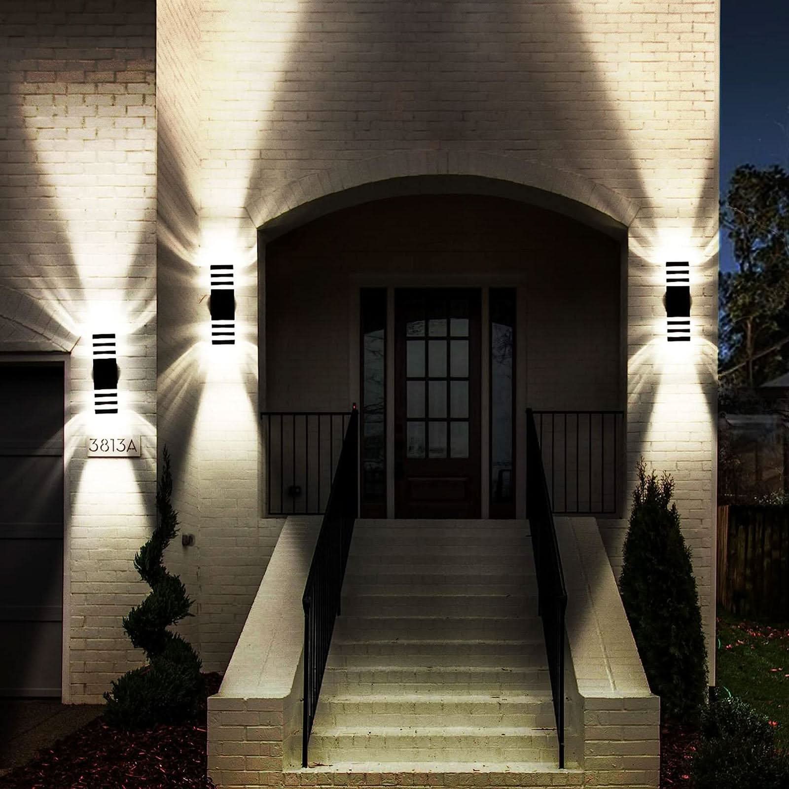 3-Tier Square Outdoor Wall Lamp in Black