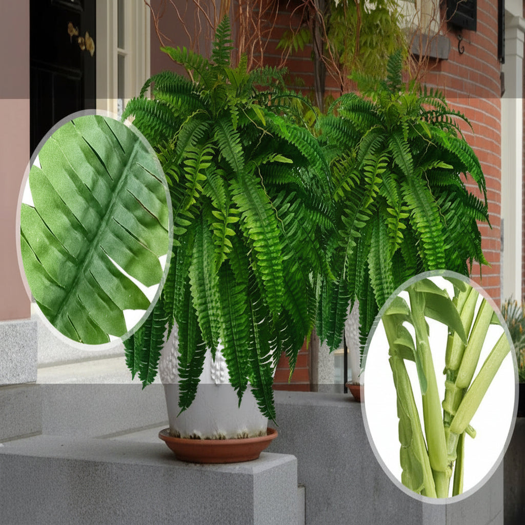 18-Pack of Water-Resistant Artificial Boston Ferns Made from Polyethylene