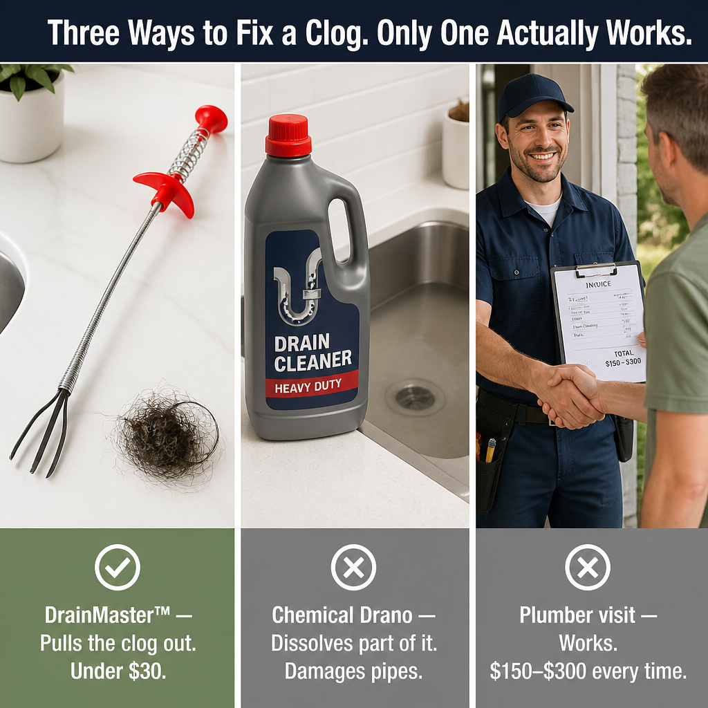 DrainMaster™ — Extract the Gnarliest Hair Clogs Without Calling a Plumber
