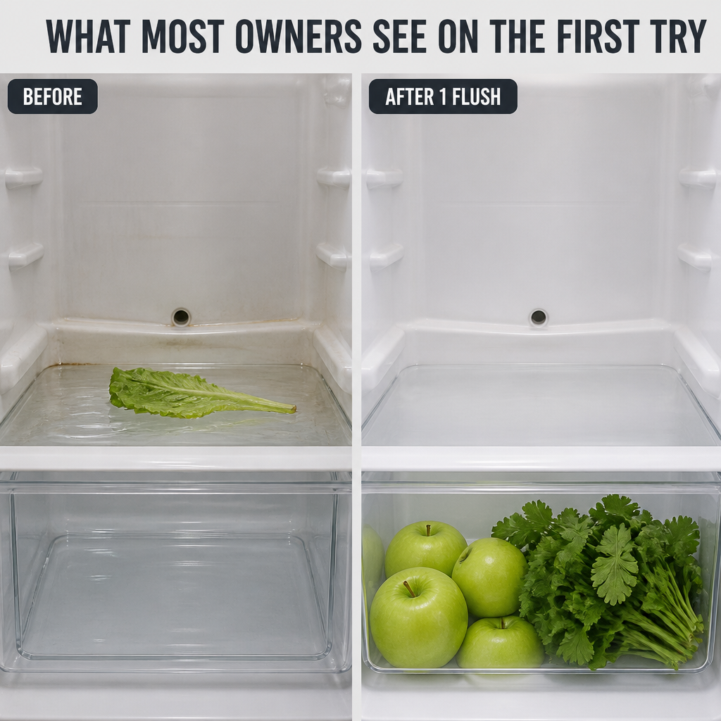 FlowFree™ — Stop Hidden Fridge Leaks and Odors Without Ever Unplugging