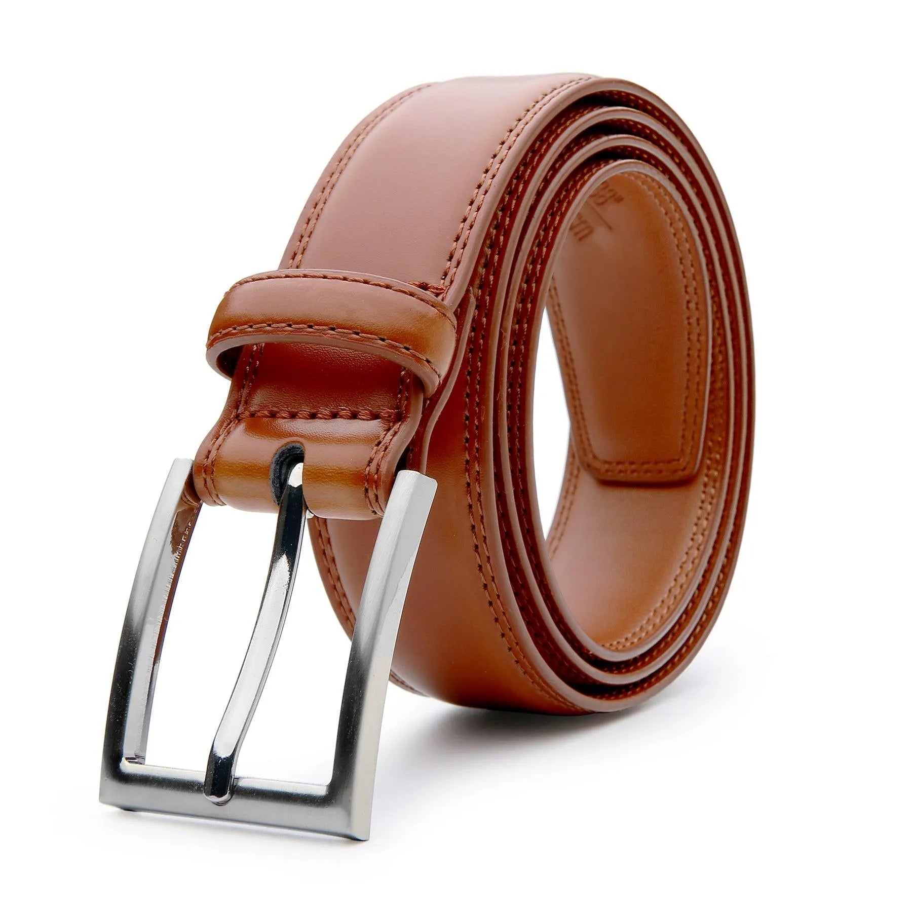 Classic Prong Buckle Leather Belt in High-Quality Material