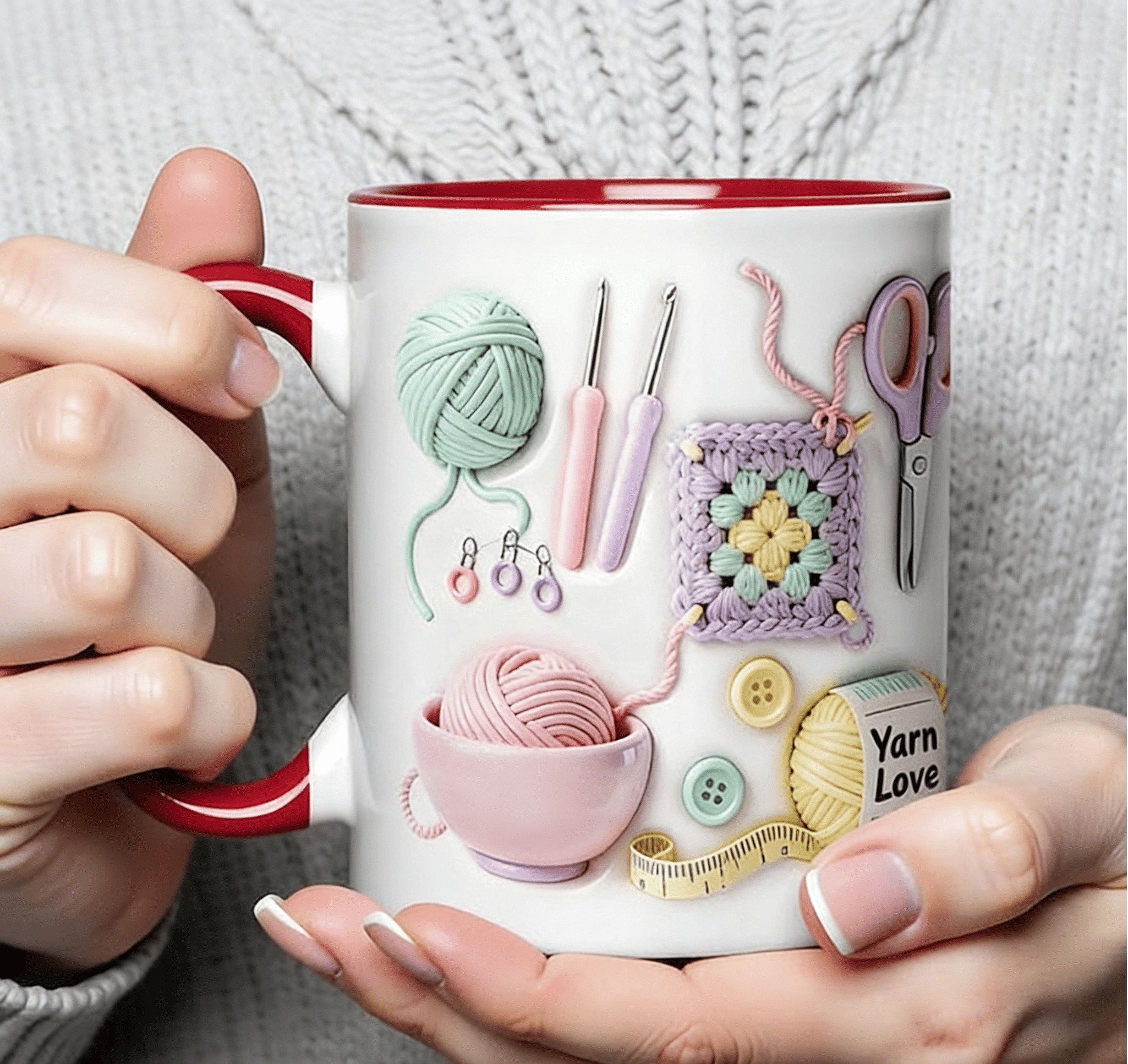 Crochet Patterned Ceramic Coffee Mug